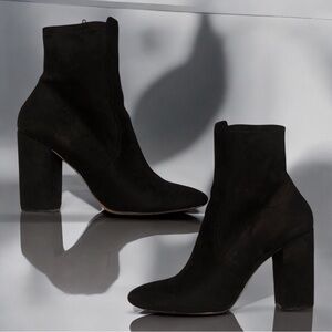 Aldo Black Heeled Boots with Chunky Heel and Sock-Like Fit